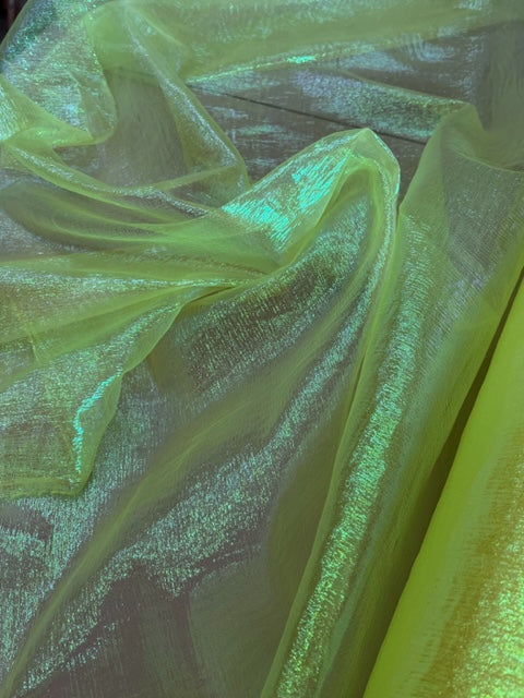 Crinkle Iridescent Pearl Sheer Organza Fabric - 49"/50" Wide
