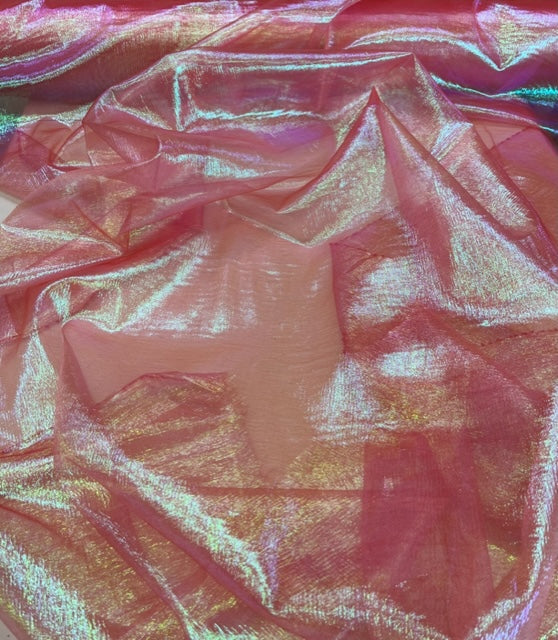 Crinkle Iridescent Pearl Sheer Organza Fabric - 49"/50" Wide