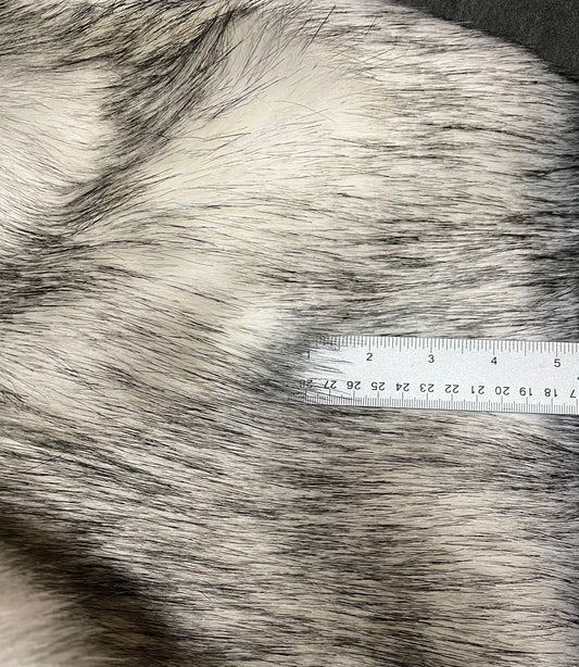 White/Black Husky Faux Fur Fabric - Assorted Sizes Available