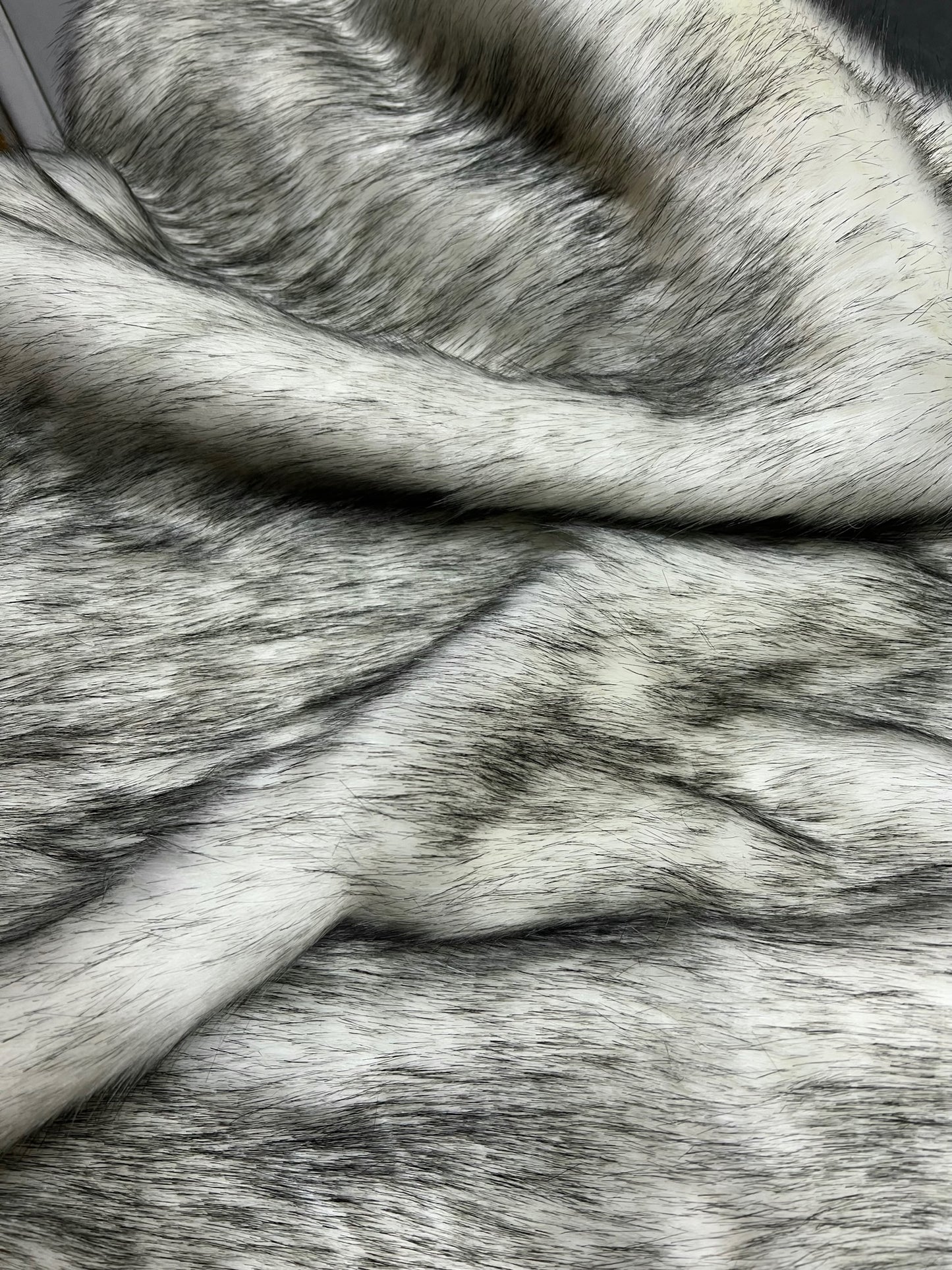 White/Black Husky Faux Fur Fabric - Assorted Sizes Available