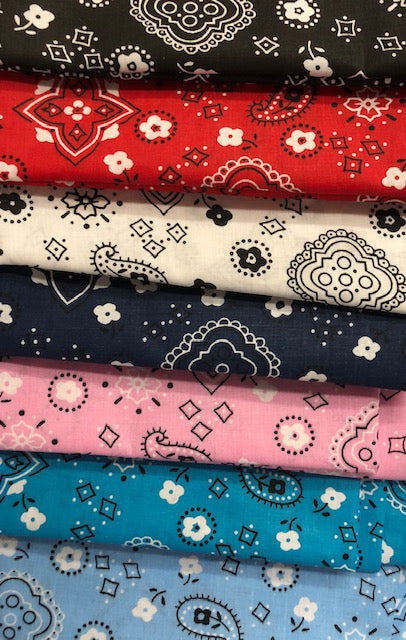 Bandana Print Polycotton Fabric 59" Wide - Assorted Colors