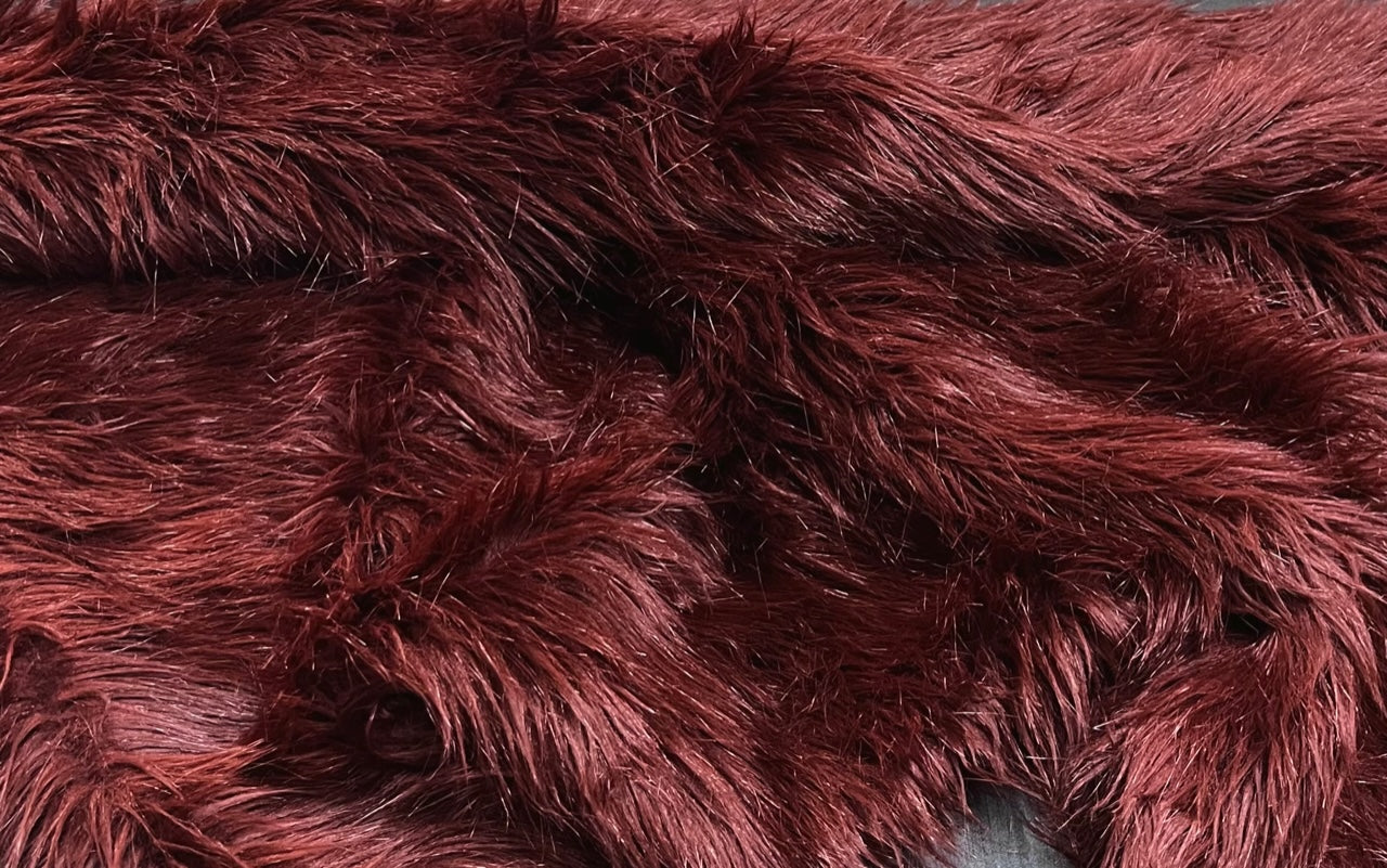 BURGUNDY 60 Wide Shaggy Faux Fur Fabric (Sold By The Yard