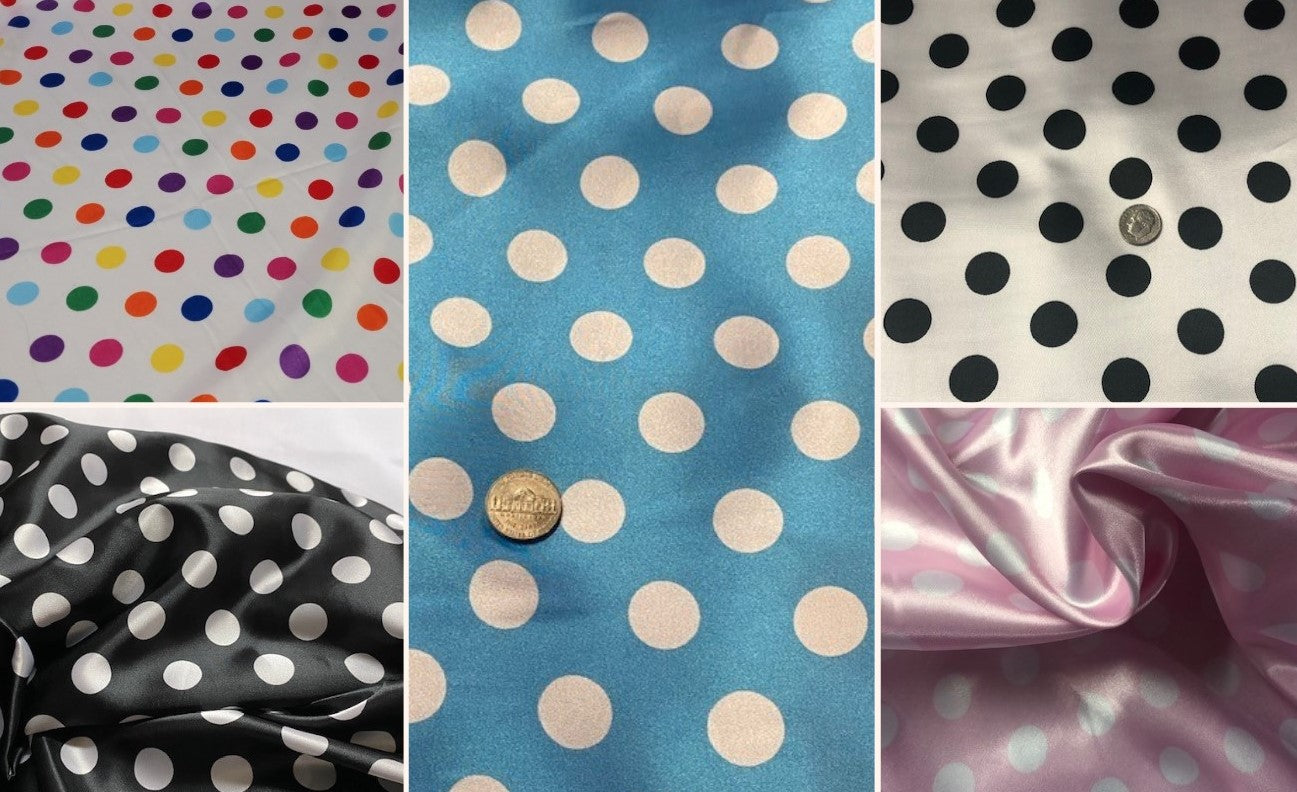 Polka Dot Print Satin Charmeuse 58" Wide Sold by the Yard