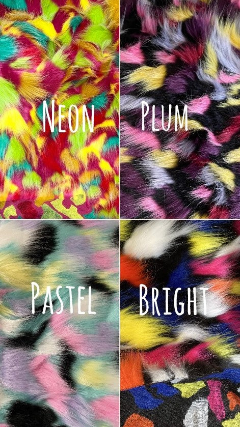 Multi Color Shaggy Faux Fur Fabric Quarter Pieces - Assorted Colors