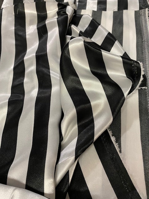 1" inch Striped Print Satin Charmeuse 58" Wide Sold by the Yard