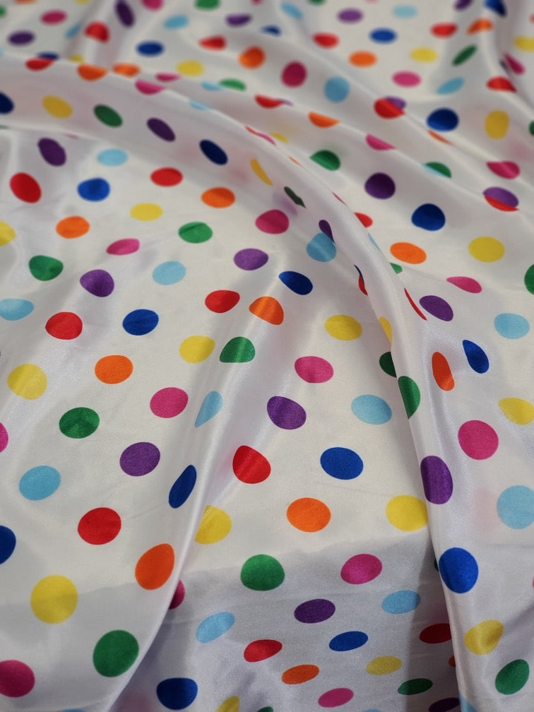 Polka Dot Print Satin Charmeuse 58" Wide Sold by the Yard