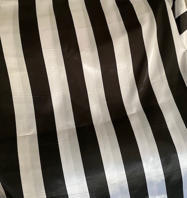 2" Inch Black/White Striped Print Satin Charmeuse 58" Wide Sold by the Yard